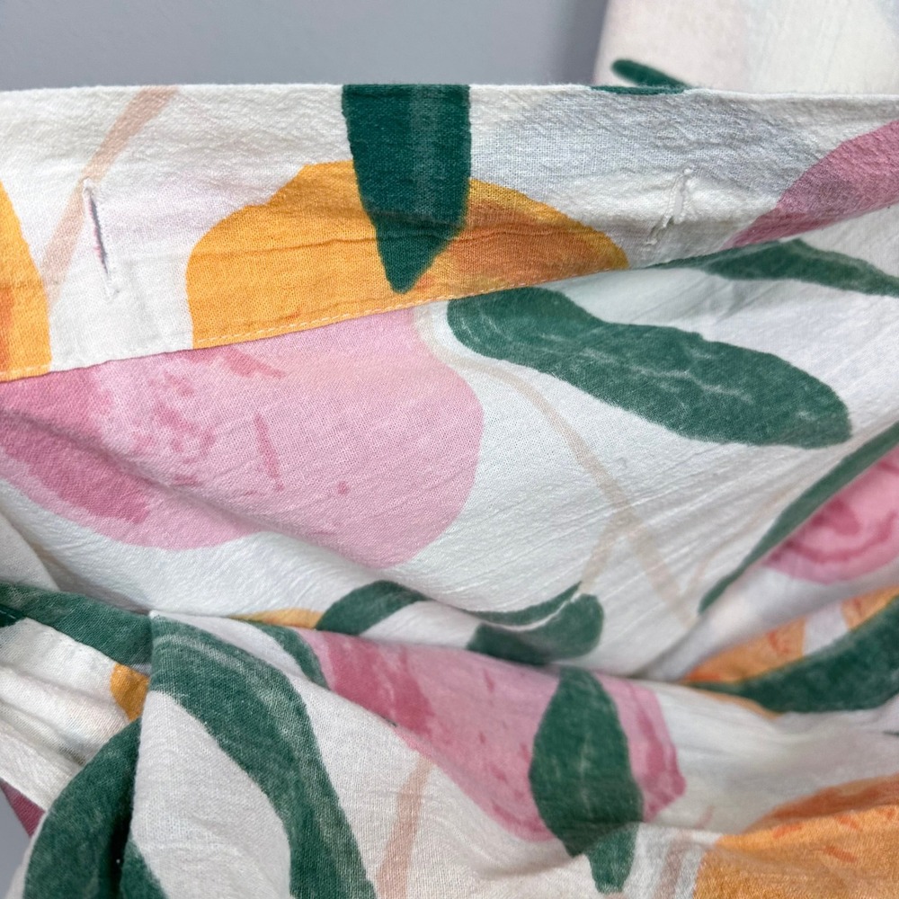 Urban Outfitters Shower Curtain Peach Citrus Floral Fruit Print Boho Maximalist - Picture 2 of 4